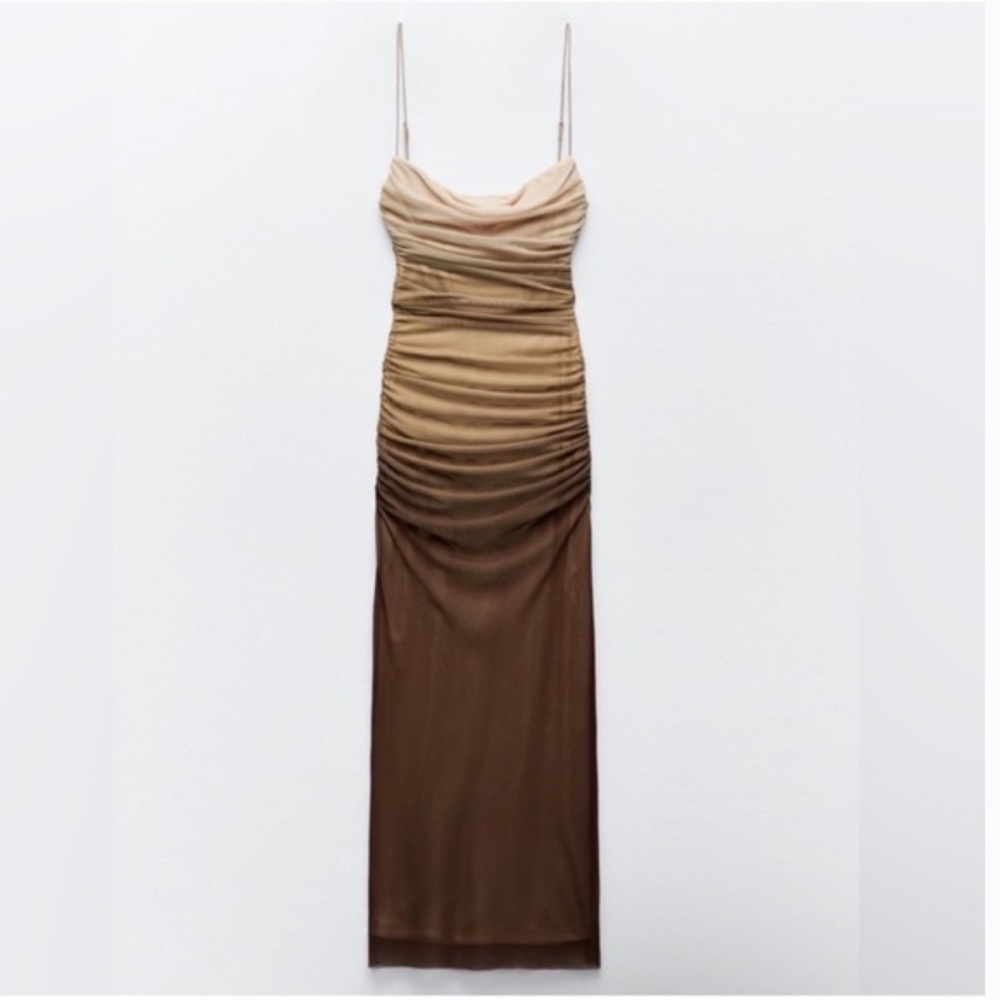 ZARA PRINT DRESS WITH TULLE